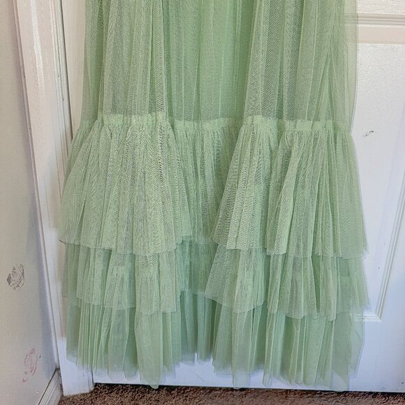 Tie Shoulder Tiered Midi Dress in Sage Green - Picture 6 of 7